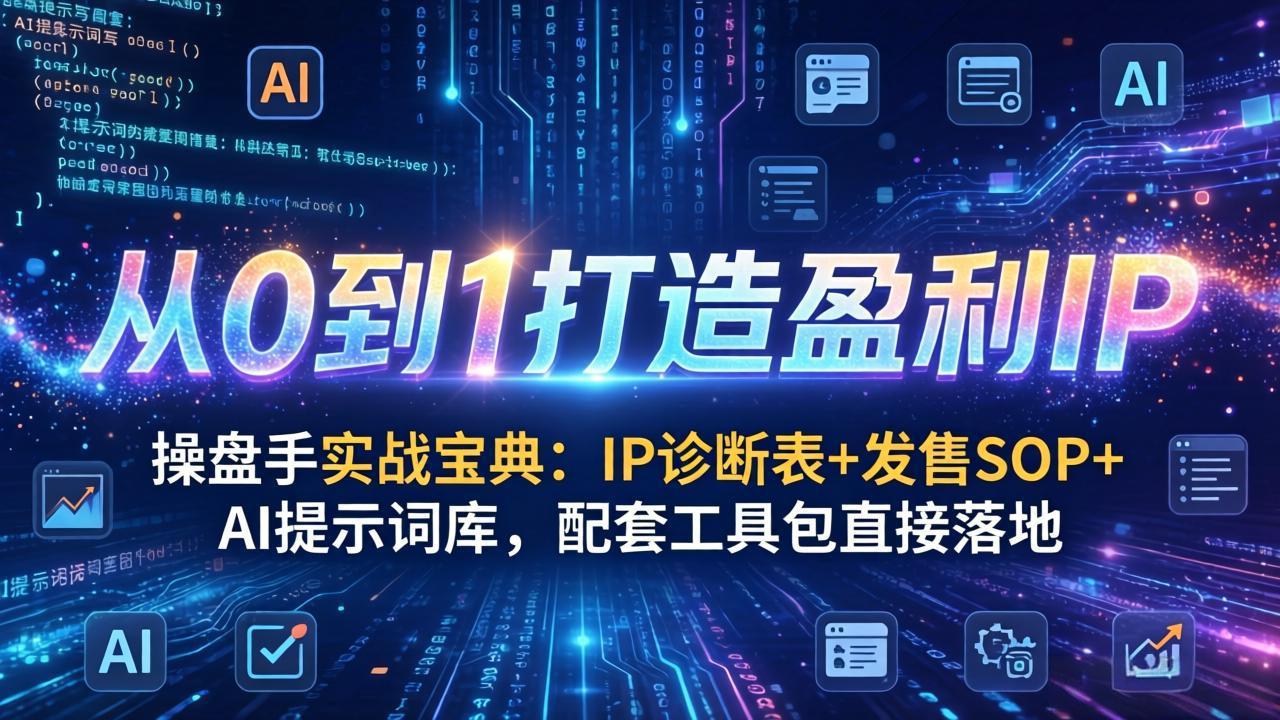 操盘手实战宝典：IP诊断表+发售SOP+AI提示词库，配套工具包直接落地，从0到1打造盈利IP-破浪圈