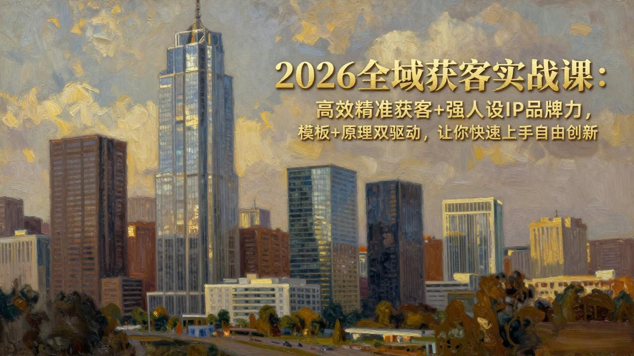 2026全域获客实战课：高效精准获客+强人设IP品牌力，模板+原理双驱动，让你快速上手自由创新-破浪圈