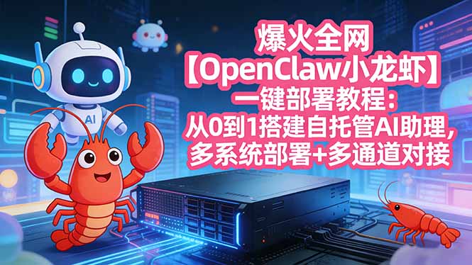 爆火全网【OpenClaw 小龙虾】一键部署教程：从0到1搭建自托管AI助理，多系统部署+多通道对接-破浪圈