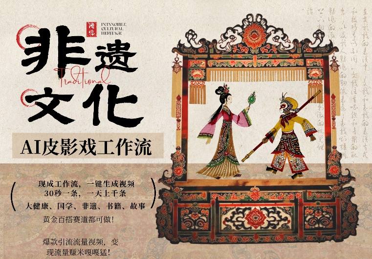 AI一键生成民俗文化非遗皮影戏视频，一刀不剪无需剪辑，30S一条，一天上百条，流量财富嘎嘎猛-破浪圈
