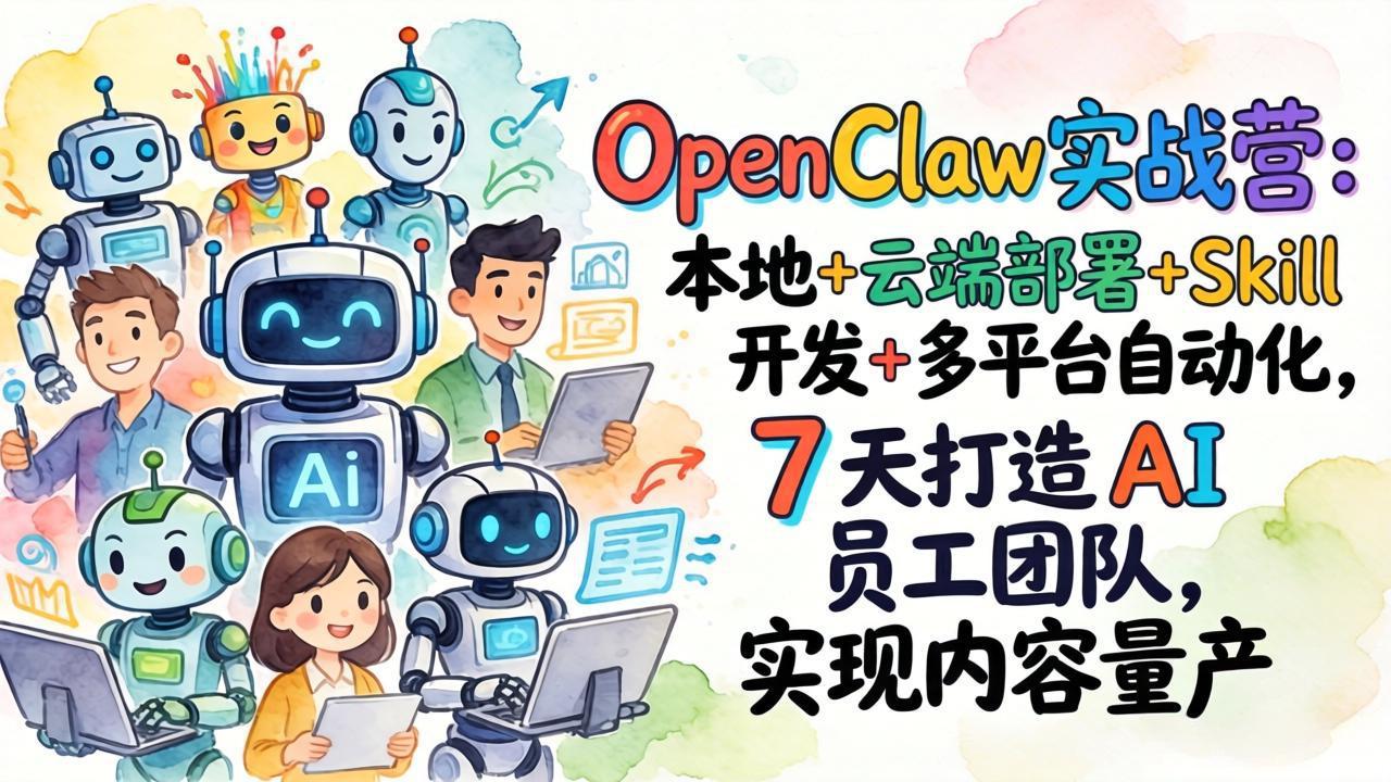 OpenClaw实战营：本地+云端部署+Skill开发+多平台自动化，7 天打造 AI 员工团队，实现内容量产-破浪圈