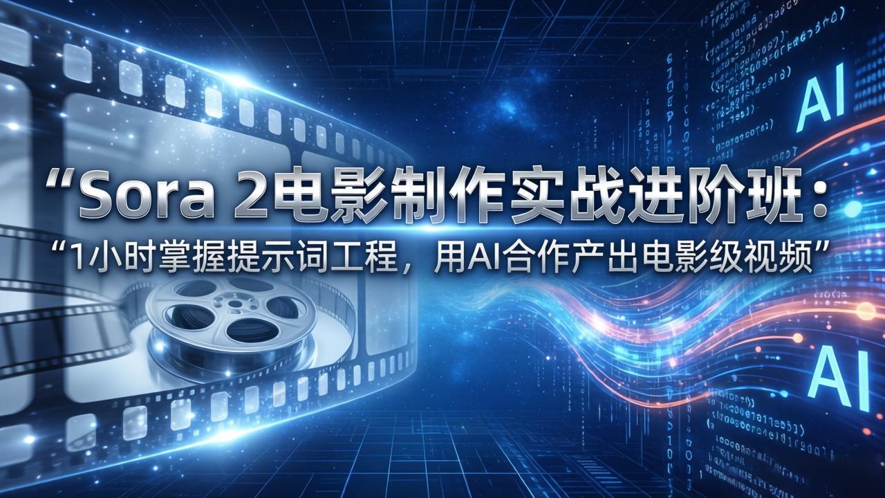 Sora 2电影制作实战进阶班：1小时掌握提示词工程，用AI合作产出电影级视频-破浪圈
