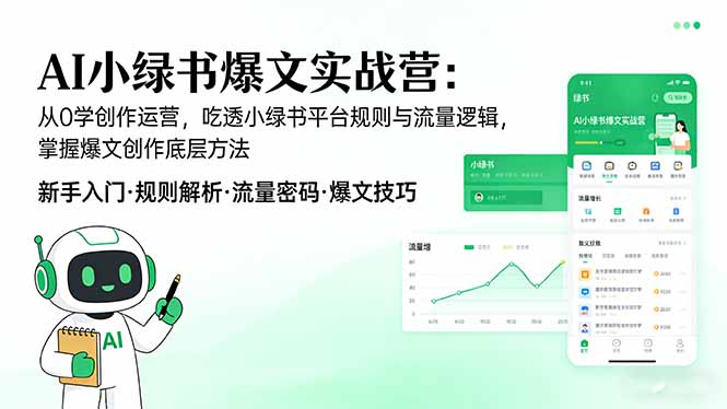 AI 小绿书爆文实战营：从0学创作运营，吃透小绿书平台规则与流量逻辑，掌握爆文创作底层方法-破浪圈