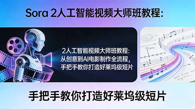 Sora 2人工智能视频大师班教程：从创意到AI电影制作全流程，手把手教你打造好莱坞级短片-破浪圈