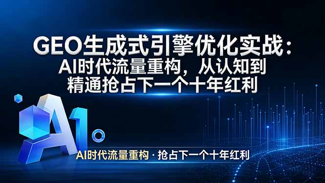 GEO 生成式引擎优化实战：AI时代流量重构，从认知到精通抢占下一个十年红利-破浪圈