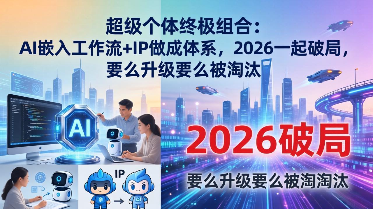 超级个体终极组合：AI嵌入工作流+IP做成体系，2026一起破局，要么升级要么被淘汰-破浪圈