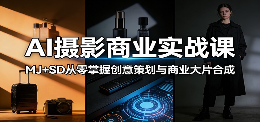 AI摄影商业实战课：MJ+SD从零掌握创意策划与商业大片合成-破浪圈
